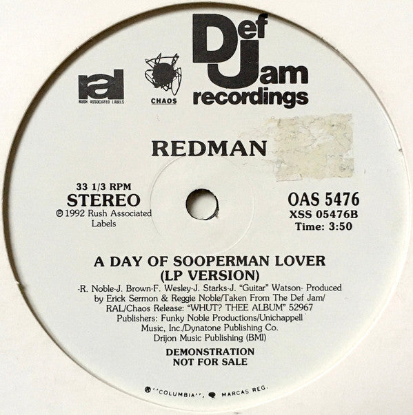 Redman : A Day Of Sooperman Lover (12", Promo)