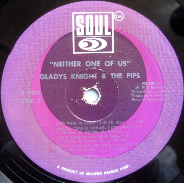 Gladys Knight And The Pips : Neither One Of Us (LP, Album, Emb)