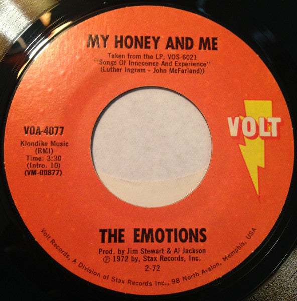 The Emotions : My Honey And Me / Blind Alley (7", Single)