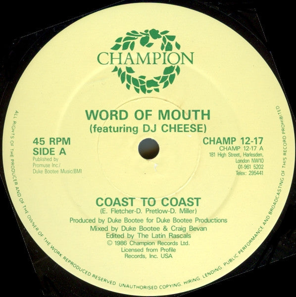 Word Of Mouth (2) Featuring DJ Cheese : Coast To Coast (12")