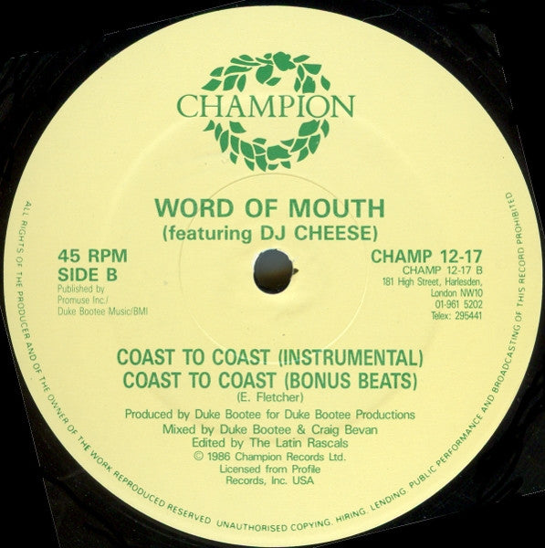 Word Of Mouth (2) Featuring DJ Cheese : Coast To Coast (12")