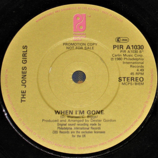 The Jones Girls : At Peace With Woman (7", Promo)