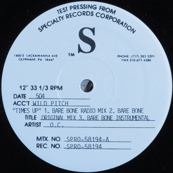 O.C. : Time's Up (12", TP)