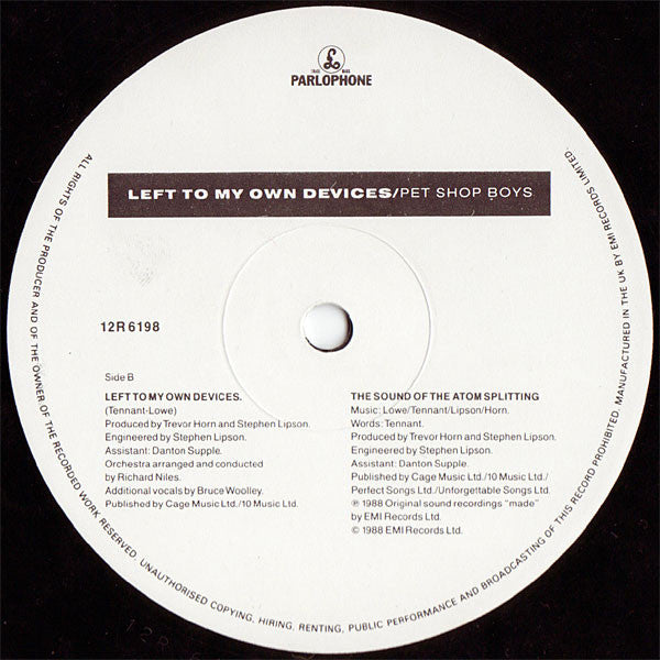 Pet Shop Boys : Left To My Own Devices (12", Single)