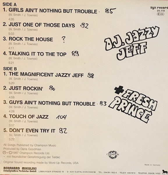DJ Jazzy Jeff & The Fresh Prince : Rock The House (LP, Album)