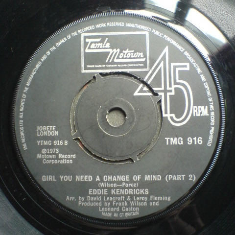 Eddie Kendricks : Girl You Need A Change Of Mind (7", Single)