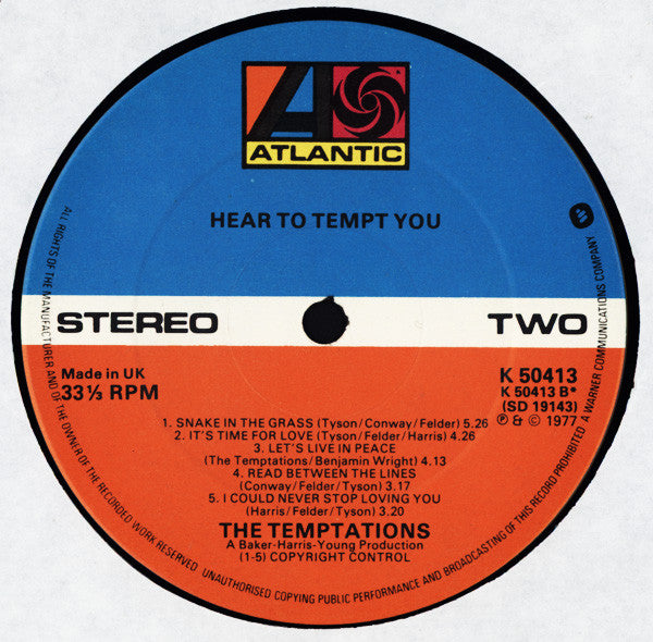 The Temptations : Hear To Tempt You (LP, Album)