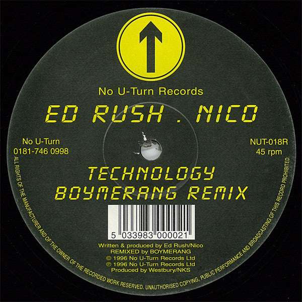 Ed Rush . Nico* : Technology (Boymerang Remix) (12", S/Sided, Etch)