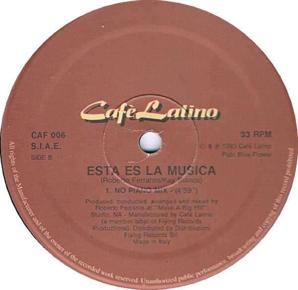 Cafe Latino : Esta Es La Musica (12")