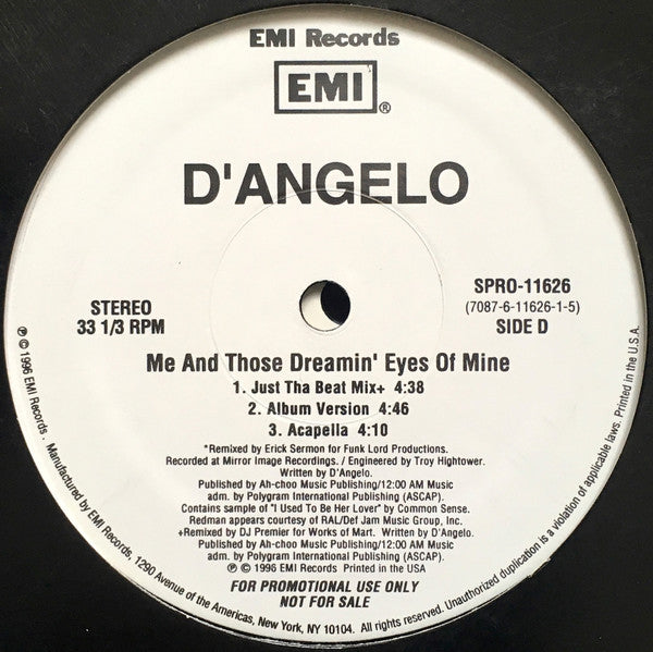 D'Angelo : Me And Those Dreamin' Eyes Of Mine (The Remixes) (2x12", Promo)