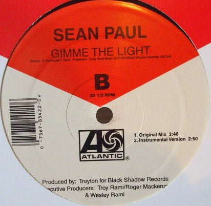 Sean Paul Featuring Busta Rhymes : Gimme The Light (The Remix!) (12", Single)