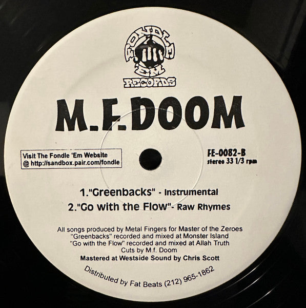M.F. Doom* : Greenbacks / Go With The Flow (12")