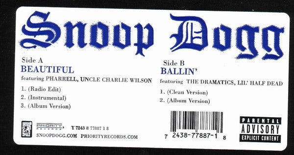 Snoop Dogg : Beautiful / Ballin' (12")