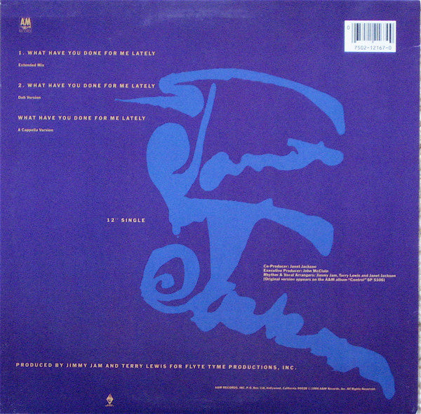 Janet Jackson : What Have You Done For Me Lately (12", Single, Promo)