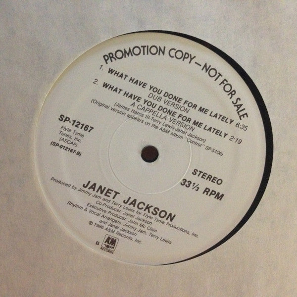 Janet Jackson : What Have You Done For Me Lately (12", Single, Promo)