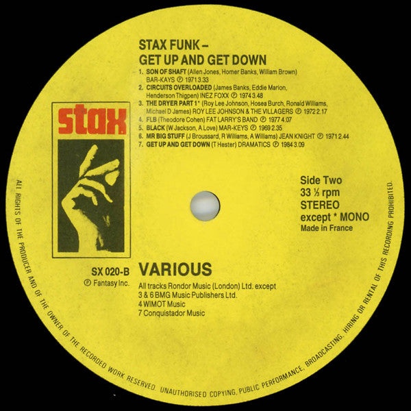 Various : Stax Funk (Get Up & Get Down) (LP, Comp, Mono, Fre)