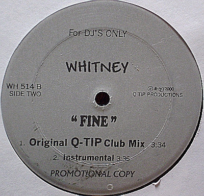 Whitney Houston : Fine (12", Unofficial)