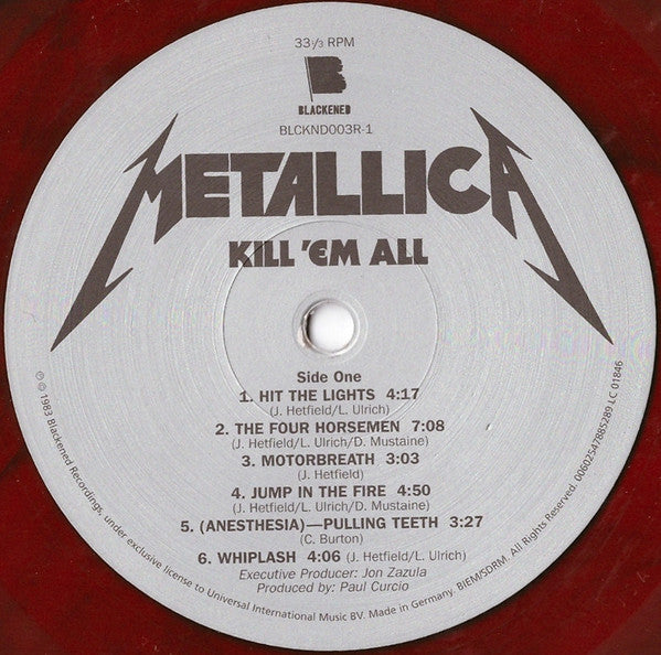 Metallica : Kill 'Em All (LP, Album, Ltd, RE, RM, RP, Red)