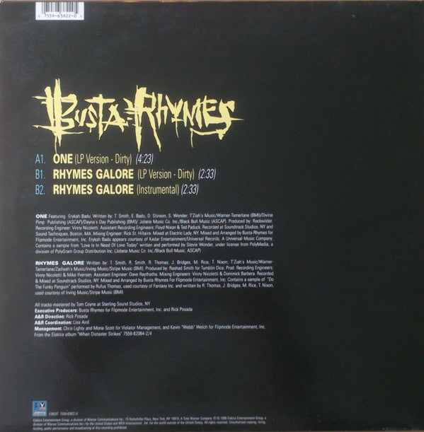 Busta Rhymes Featuring Erykah Badu : One (12", Single)