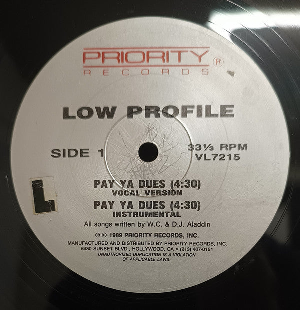 Low Profile : Pay Ya Dues / That's Y They Do It / The Dub B.U. Just Begun (12", Maxi)