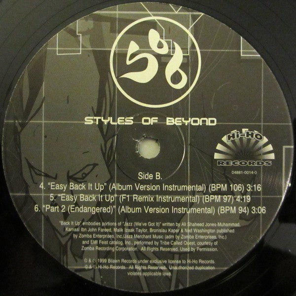 Styles Of Beyond : Easy Back It Up / Part 2 (Endangered) (12")