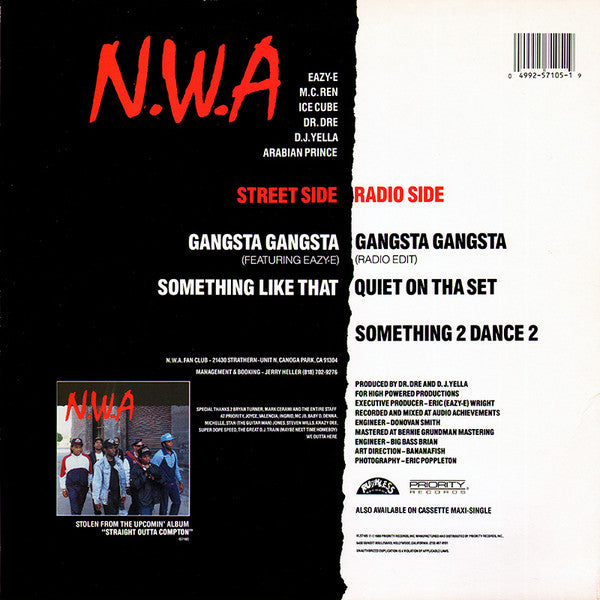 N.W.A. : Gangsta Gangsta (12", Maxi, SRC)