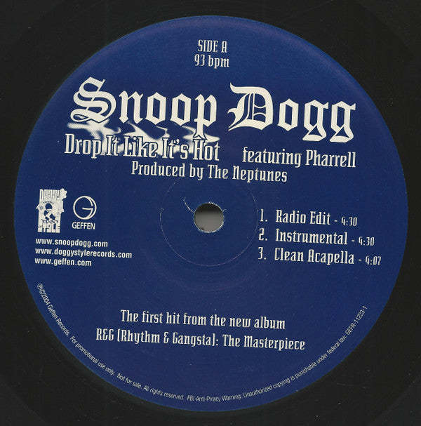 Snoop Dogg Featuring Pharrell* : Drop It Like It's Hot (12")