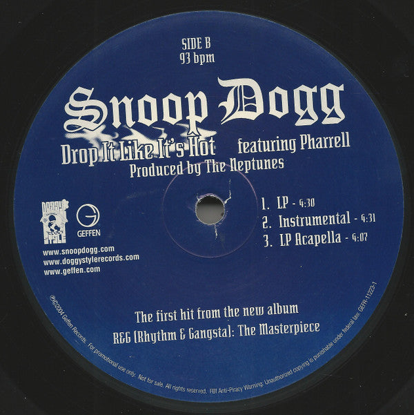 Snoop Dogg Featuring Pharrell* : Drop It Like It's Hot (12")