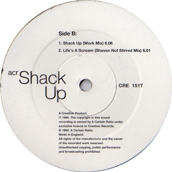 A Certain Ratio : Shack Up (12", Single)