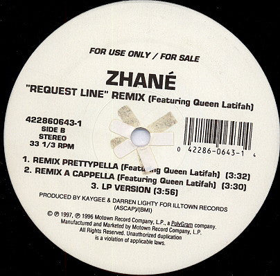 Zhané Featuring Queen Latifah : Request Line (Remix) (12", Promo)