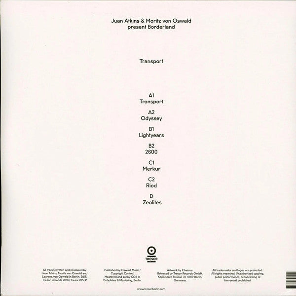 Juan Atkins & Moritz von Oswald Present Borderland (4) : Transport (2xLP, Album, RP)
