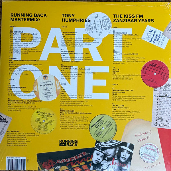 Tony Humphries : Running Back Mastermix: The Kiss FM Zanzibar Years (Part One) (3x12", Comp)