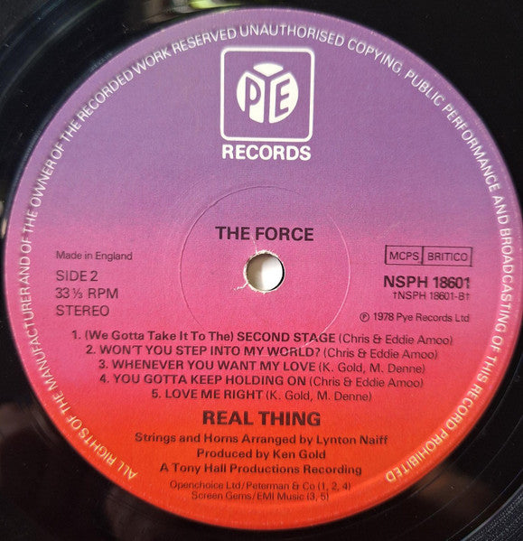 Real Thing* : Can You Feel The Force (LP, Album, RE)