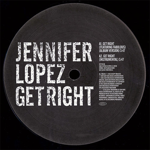 Jennifer Lopez : Get Right (12")