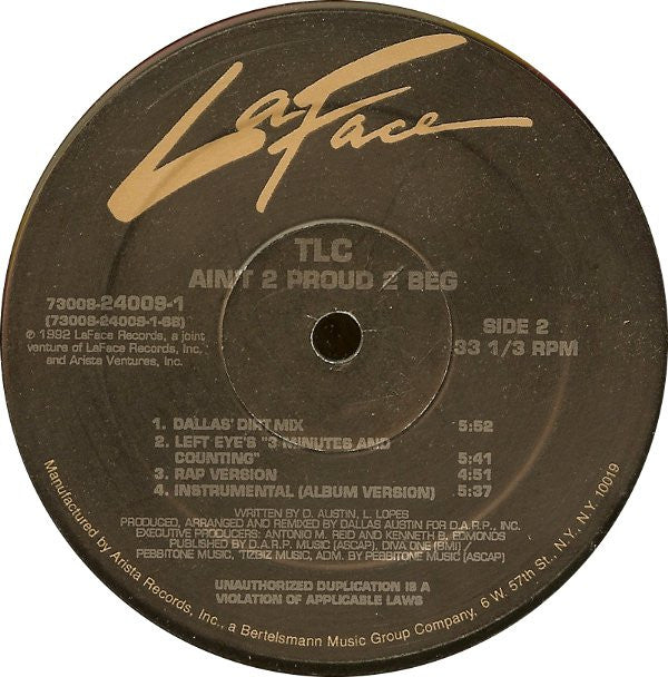 TLC : Ain't 2 Proud 2 Beg (12", Single)
