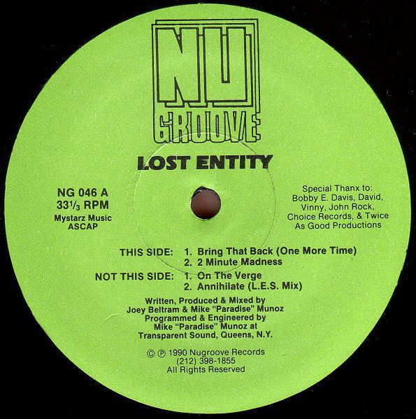 Lost Entity : Bring That Back (One More Time) (12")