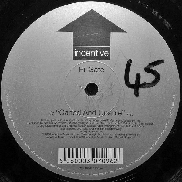 Hi-Gate : I Can Hear Voices / Caned And Unable (12")