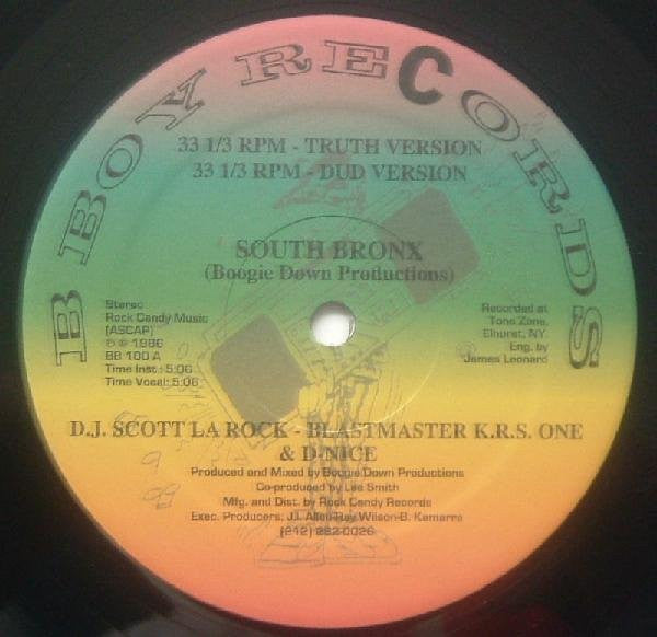 DJ Scott La Rock - KRS-One & D-Nice : South Bronx / The "P" Is Free (12", RE, Rai)