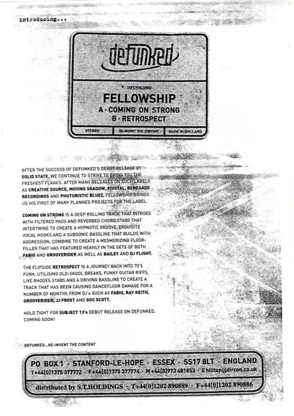 Fellowship : Coming On Strong / Retrospect (12", Promo)