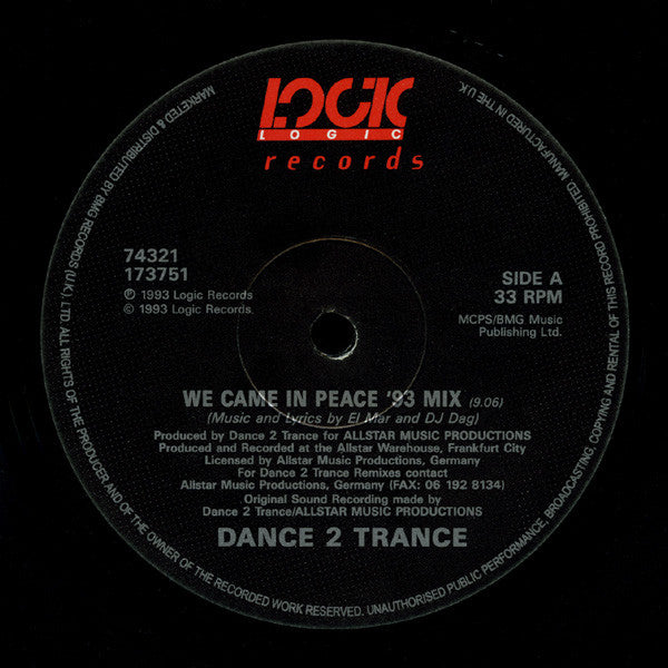 Dance 2 Trance : We Came In Peace (12")