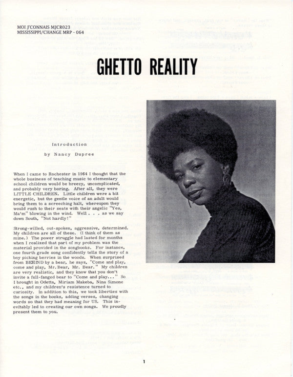 Nancy Dupree With Group Of Rochester, NY Youngsters : Ghetto Reality (LP, Album, RE)