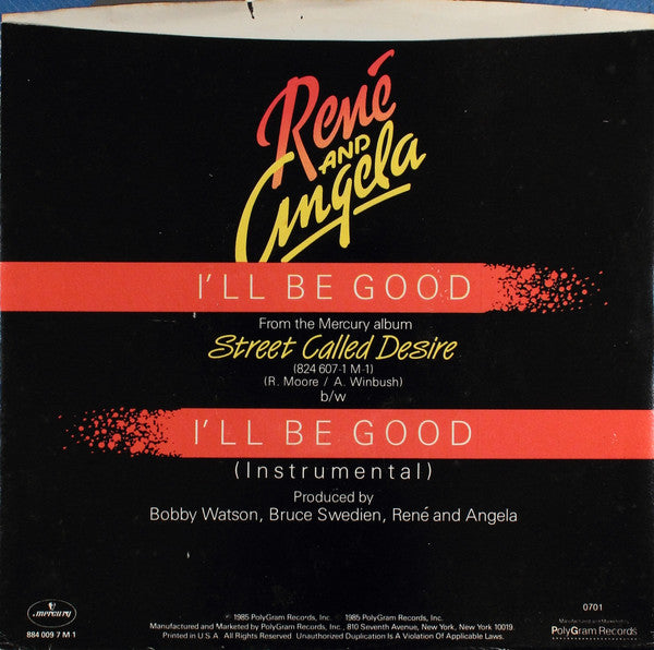 René & Angela : I'll Be Good (7", Single, Styrene, 19 )