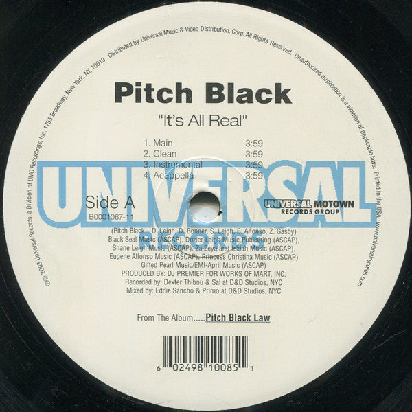 Pitch Black (3) : It's All Real / Shake That (12")