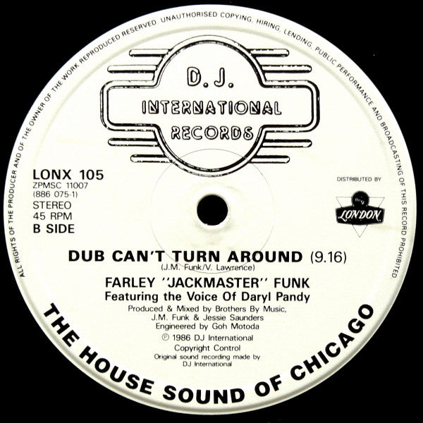 Farley "Jackmaster" Funk & Jessie Saunders* : Love Can't Turn Around (12", Single)