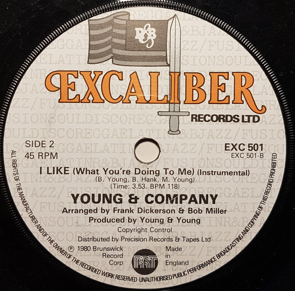 Young & Company : I Like (What You're Doing To Me) (7", Sol)
