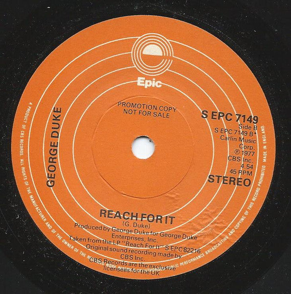 George Duke : Party Down / Reach For It (7", Single, Promo)