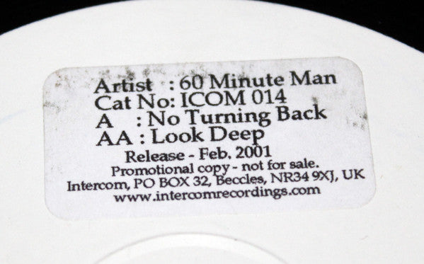 60 Minute Man : No Turning Back / Look Deep (12", Promo, W/Lbl)