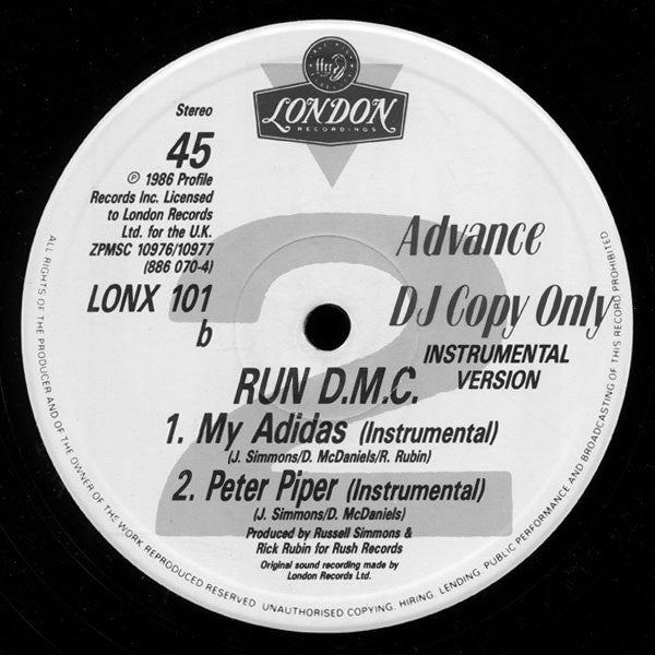 Run-DMC : My Adidas / Peter Piper (12", Single, Promo)