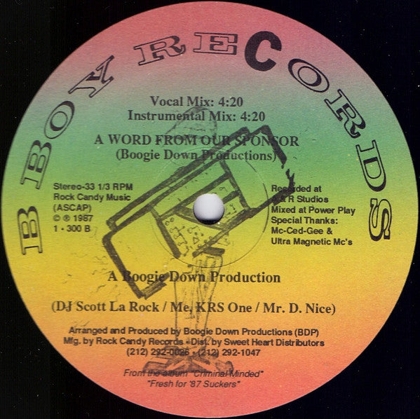 Boogie Down Productions : The Bridge Is Over (12", Rai)