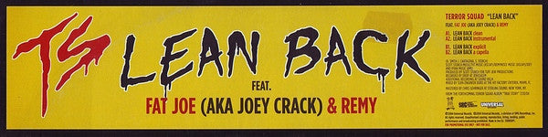 Terror Squad Feat. Fat Joe Aka Joe Crack & Remy Martin : Lean Back (12", Promo)